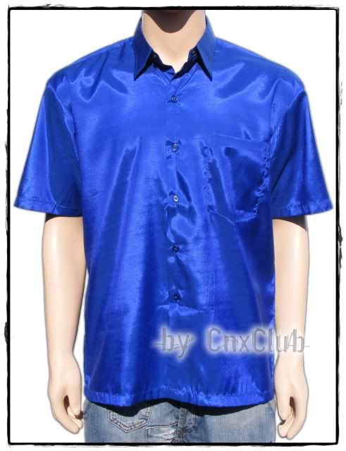 thai Silk Shirt Business Mens Short Sleeve Fashion★