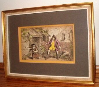 Set 4 George Cruikshank Colored Etchings Circa 1820 1830