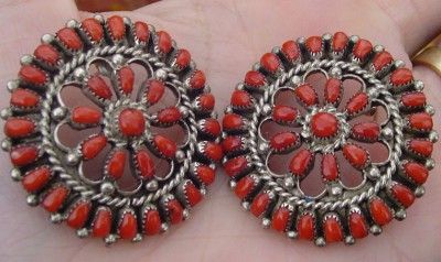 Beautiful Signed MD Besselente Sterling Red Coral Southwestern 