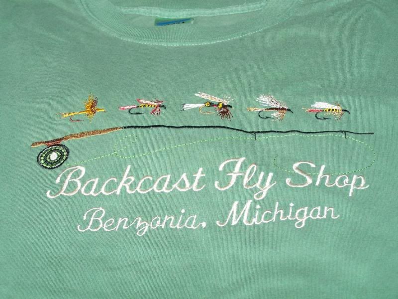 Backcast Fly Shop Benzonia MI Fishing T Shirt XL