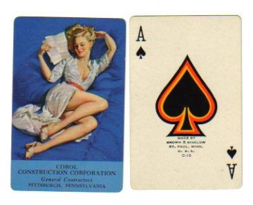 description this is a deck of pinup cards by brown bigalow usa