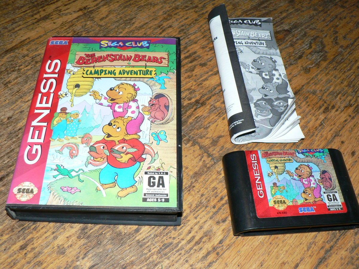 Berenstain Bears Camping Adventure Sega Genesis Game Complete CIB 