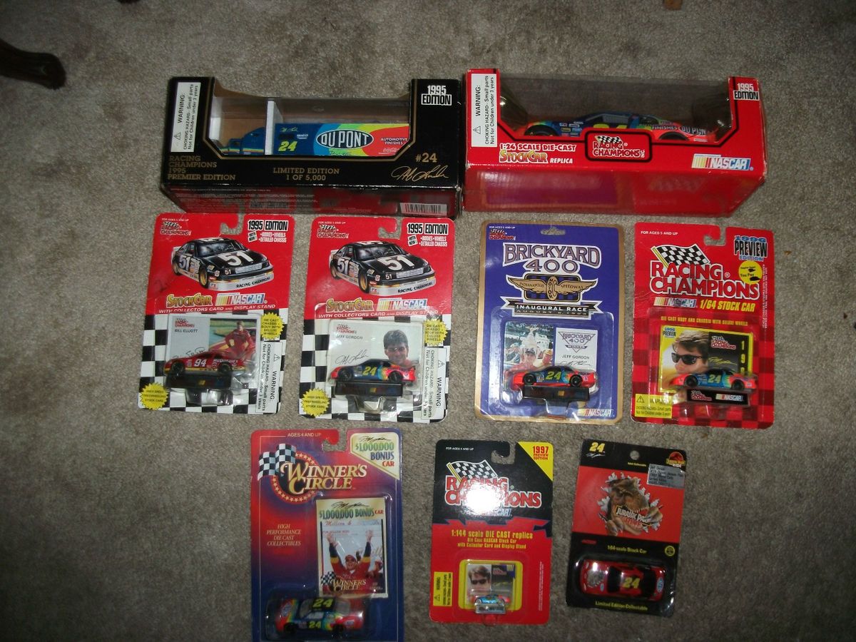 Lot of 9 Vintage Jeff Gordon Bill Elliott Die Cast Racing Cars Trucks 