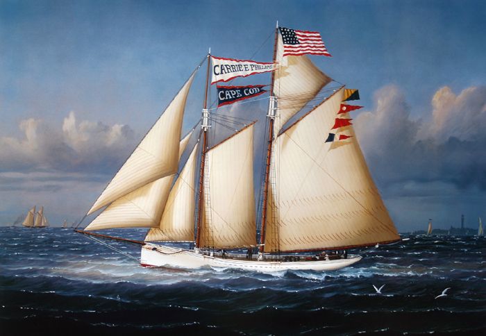 Schooner CARRIE E PHILLIPS William R Davis Limited Edition Print