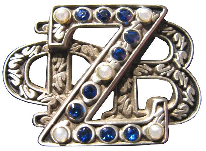 Zeta PHI Beta Stacked 3D 3 Letter 5 Pearl Lapel Pin