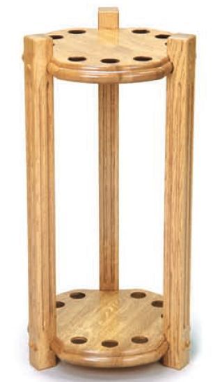 Cue Holder Round Pool Table Floor Cue Rack Oak Finish