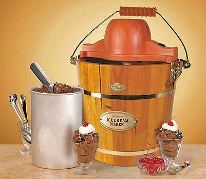 HOMEMADE ICE CREAM MAKER ELECTRIC 4 QUART WOODEN BUCKET MACHINE ICMW 