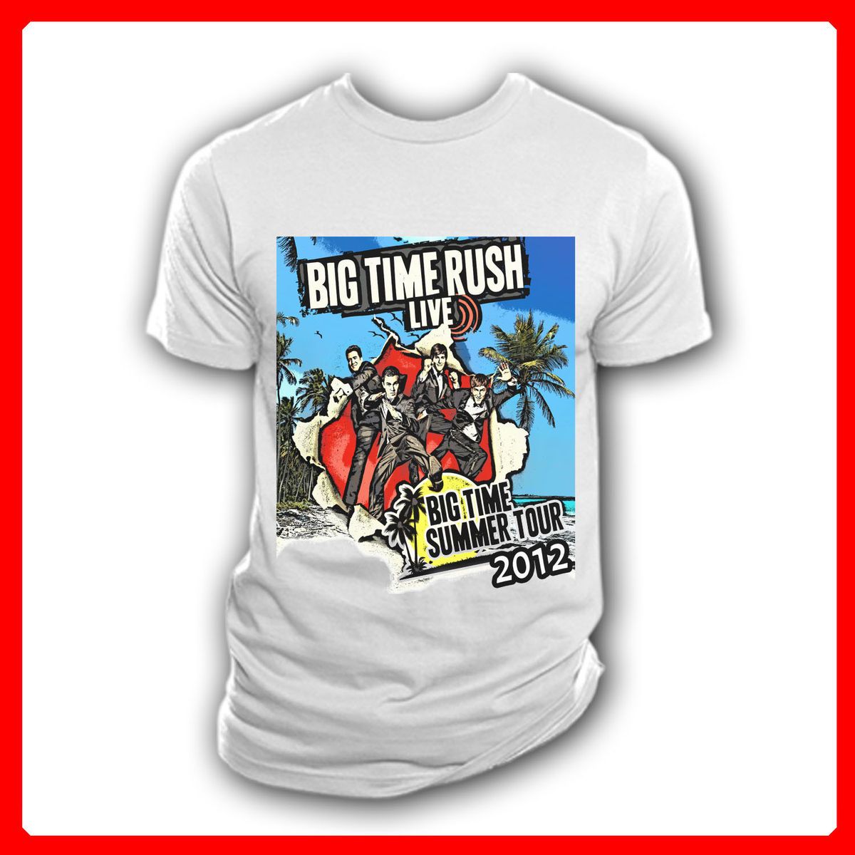 Big Time Rush Summer Tour 2012 Concert BTR White T Shirt Size s M L XL 