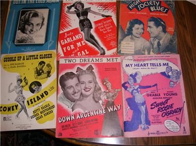 sheet music 30s 40 s garland kelly grable romero