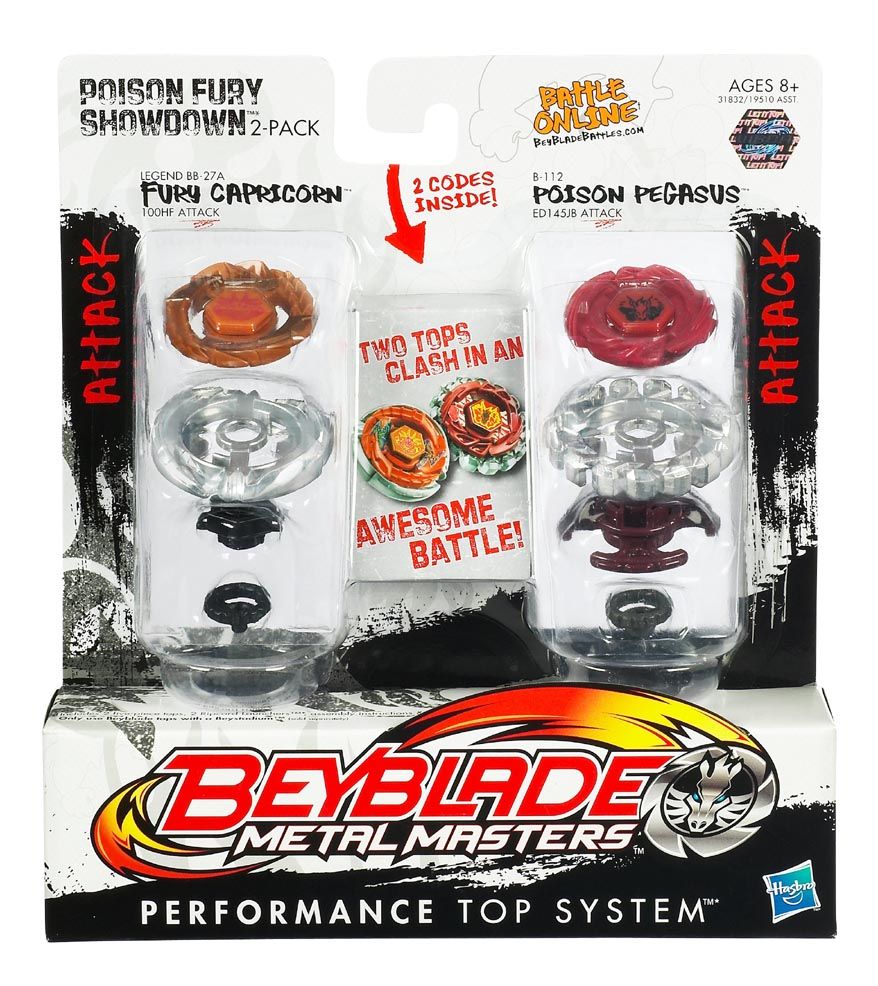 Beyblade Metal Fusion Battletop BB 27A Fury Capricorn & B 112 Poison 