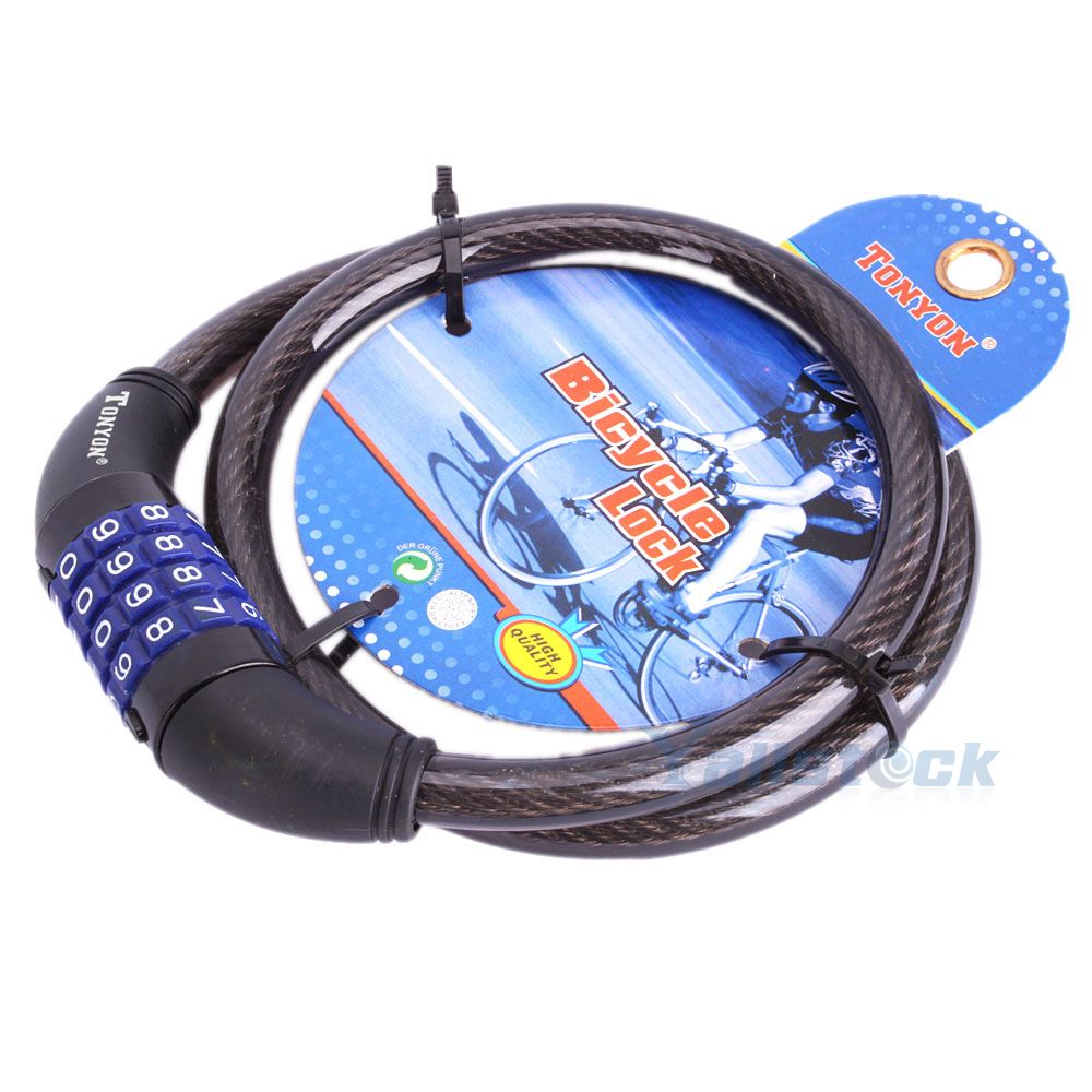 New Bike Bicycle Lock 4 Digit Combination Lock 800mm Length 12mm Dia 