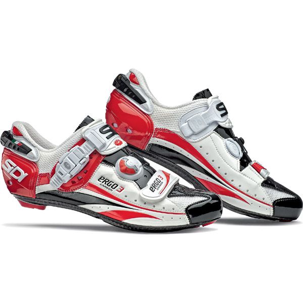 Sidi Ergo 3 Carbon Lite Cycling Shoes Red/White/Black Vernice 9.5/43.5 