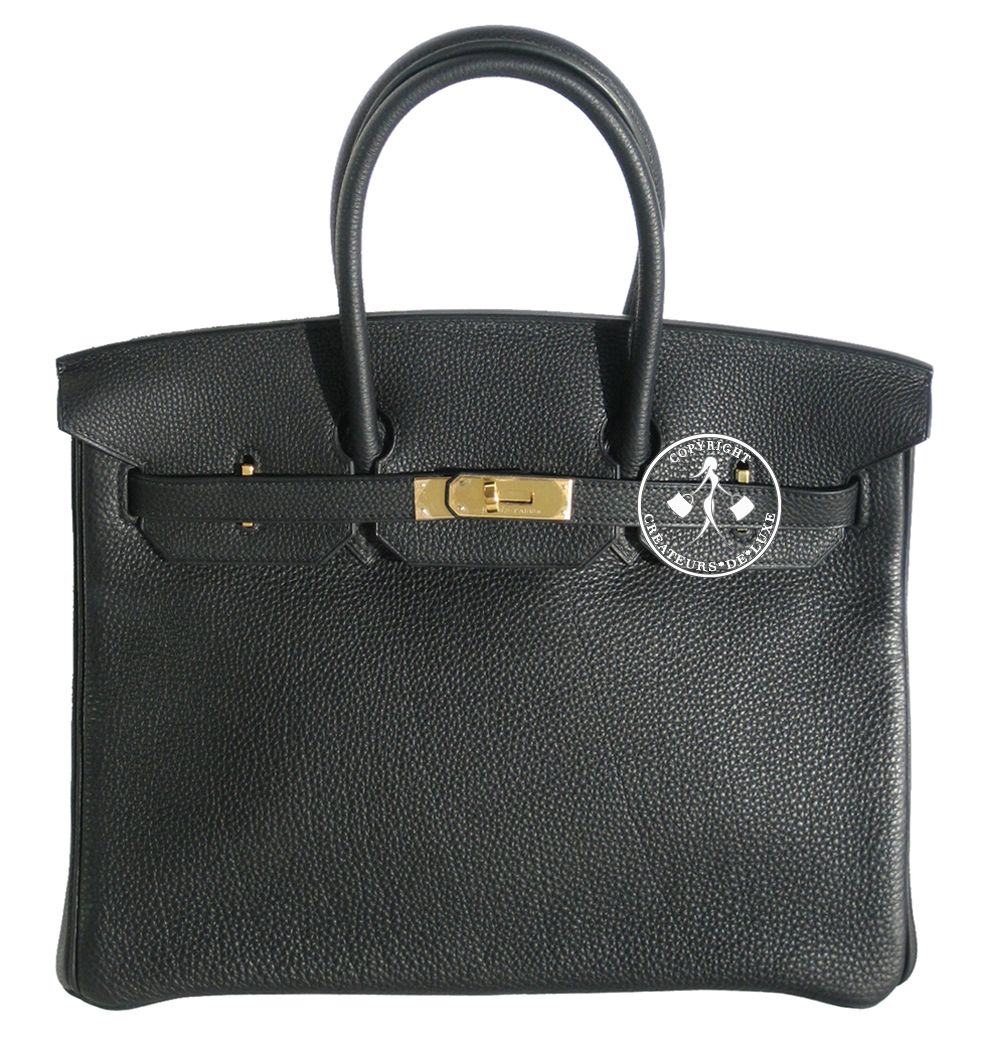 35 HERMES BIRKIN HANDBAG  BLACK  TOGO LEATHER  GOLD  #9814