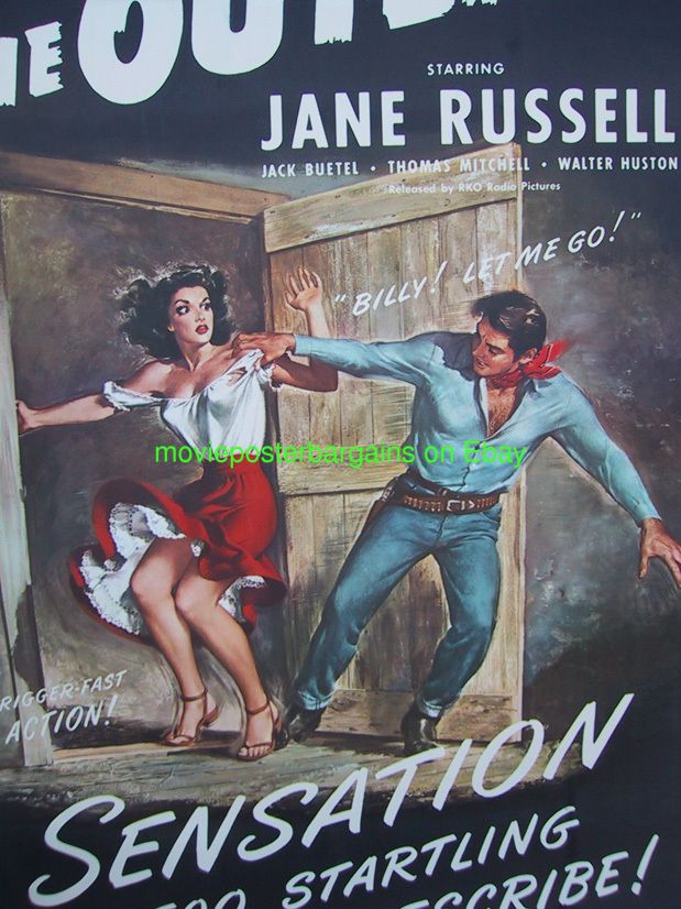 The Outlaw Movie Poster 3 Sheet R1950 Jane Russell