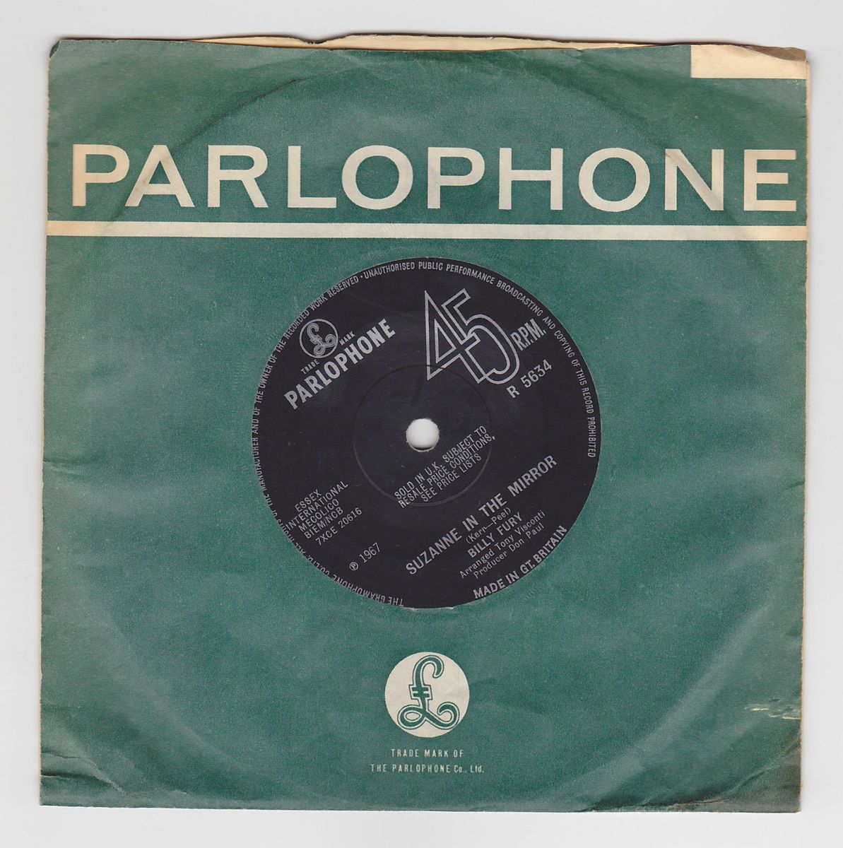 BILLY FURY Suzanne In The Mirror 1967 UK MOD FREAKBEAT PSYCH 45 Kinks 