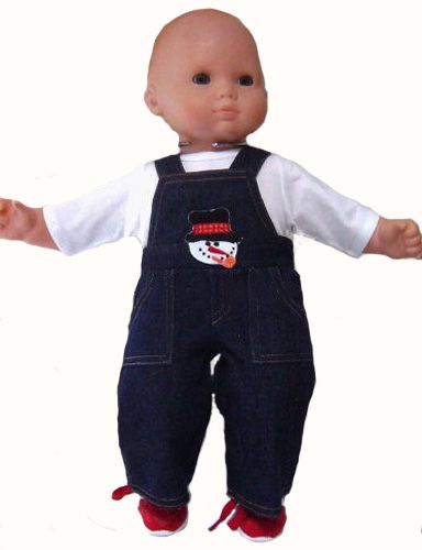   Clothes Snowman Denim Overalls T Shirt for Bitty Baby Boy Twin