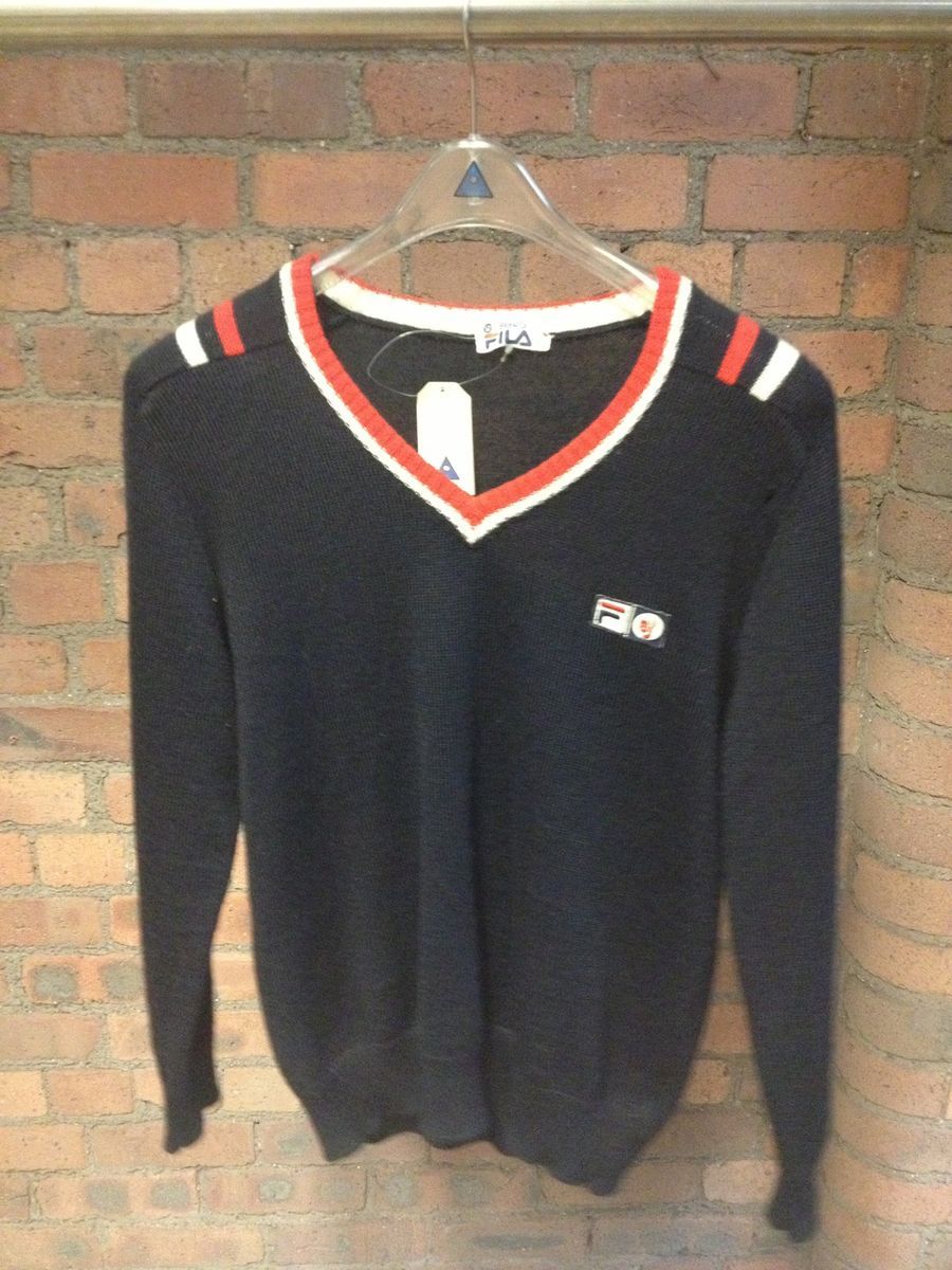 Fila Bjorn Borg Original V neck Jumper Vintage Retro 80s Matchday 