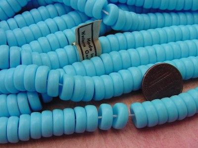 vintage 10mm sky blue glass disc beads west germany