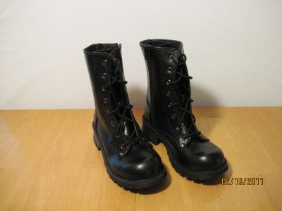 Black Casual mid high boots Stitched manmade upper Rounded toe Lace up 