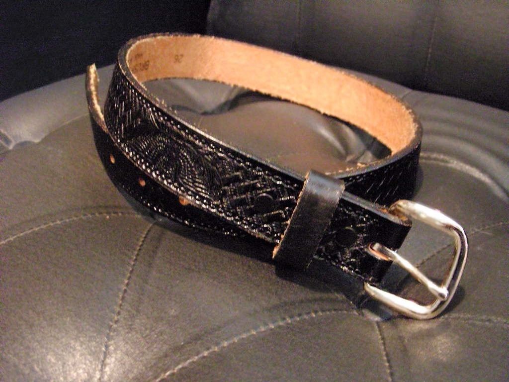 Brushy Creek Tooled Black Leather 26 Belt USA