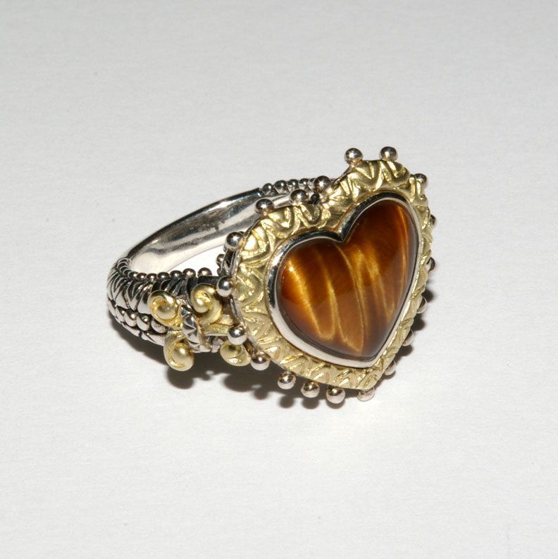 BARBARA BIXBY COUTURE TIGERS EYE HEART RING