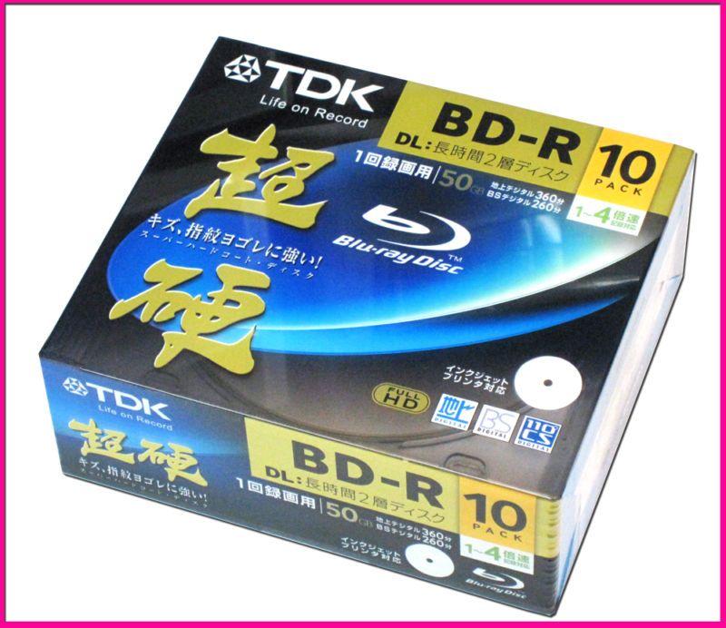 10 TDK Bluray DVD DL Blueray 50GB Dual Layer Blu Ray 4X Printable 