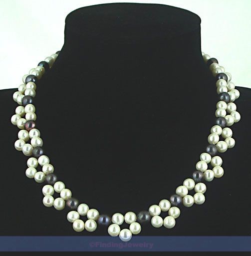   Genuine White & Black Pearl Flower Necklace  LOW PRICE HIGH QUALITY