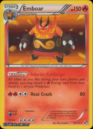 PKBW 20 Emboar Parallel Reverse Foil Pokemon Card