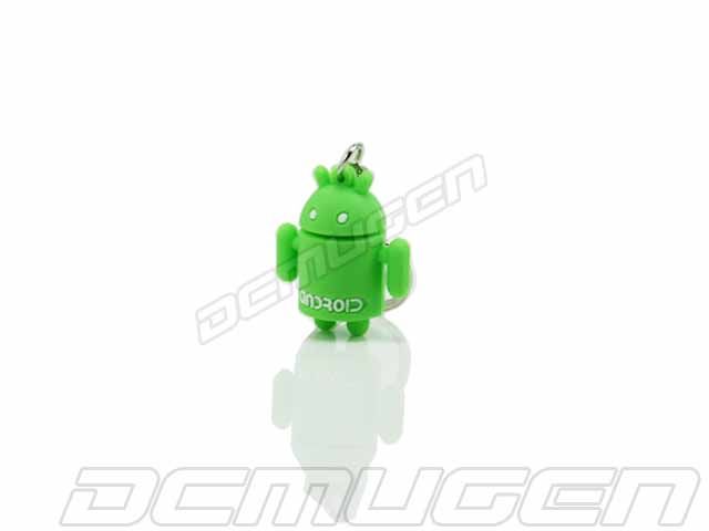 Green Android Theme Robot Keychain Headport Mascot Charm Dangle Pick 