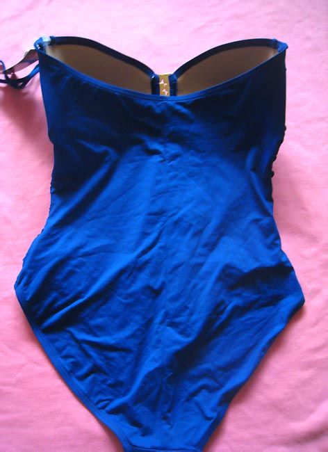 La Blanca Blue One Piece Swimsuit Bandeau Top Swimwear Bathing Suit 12 