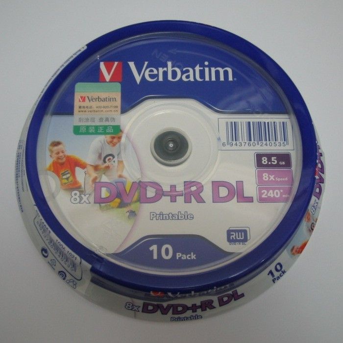 10 Verbatim Blank DVD Discs 8x DVD R DL 8 5 GB Dual Double Layer 