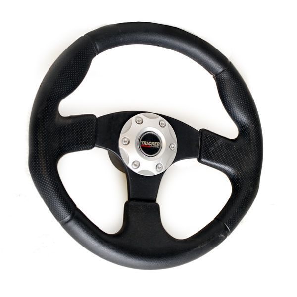 Tracker 13 1 4 inch Black Vinyl Boat Steering Wheel w Hub