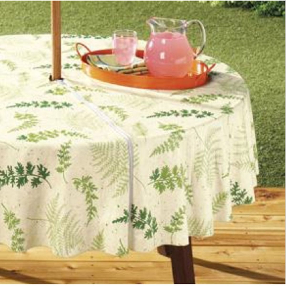 Wrap Around Zippered Table Cover Tablecloth Patio Umbrella Hole 