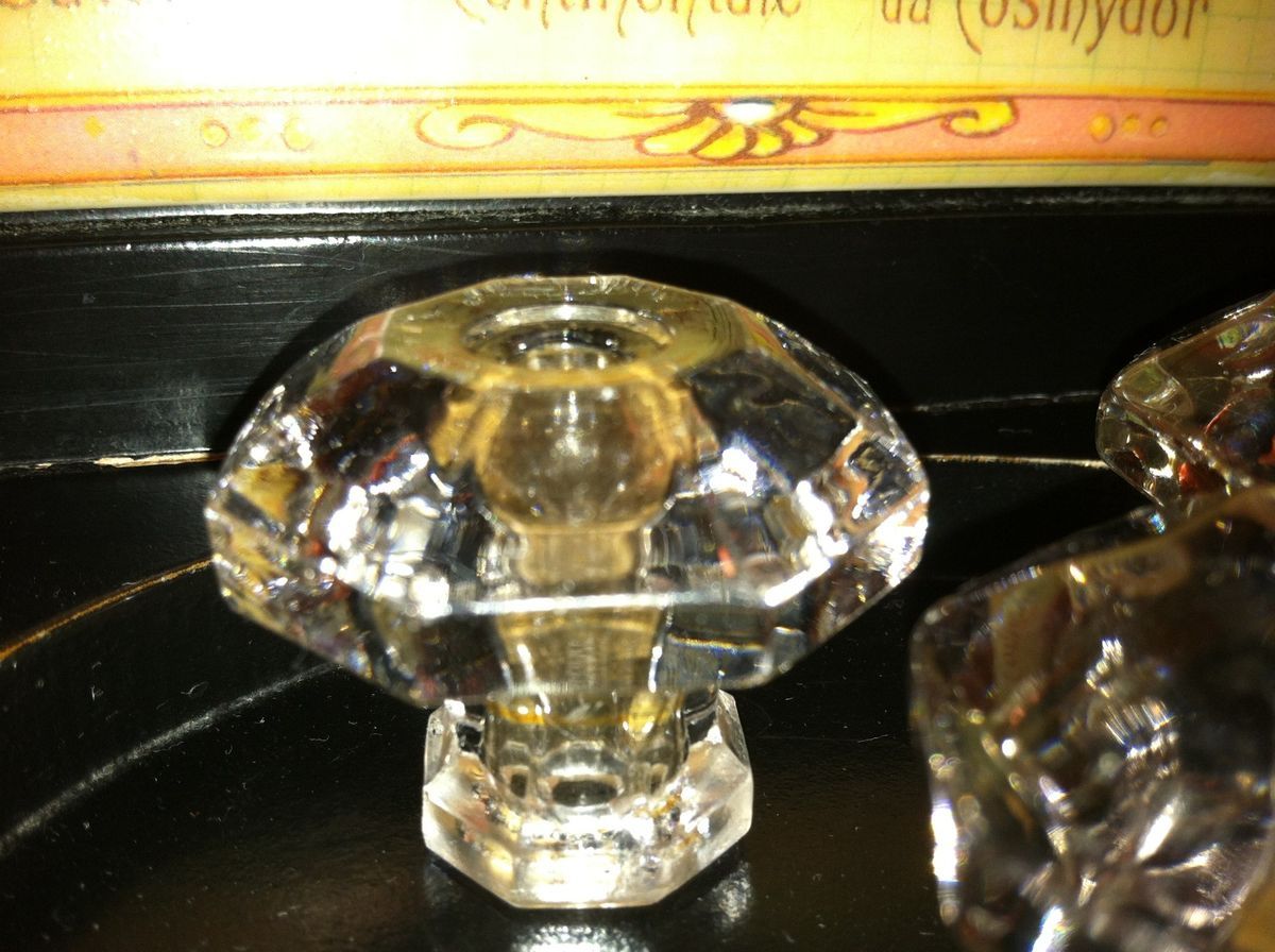 Shabby Vintage Antique Glass Dresser Cabinet Handles Knobs Old 