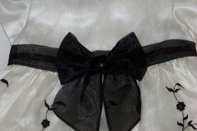 Bonnie Baby White Formal Dress Black Floral Pattern Bow Toddler Size 