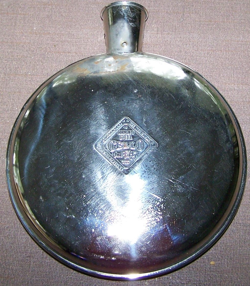 Vintage Cello 150 Diamond Steel 8 Canteen w Pouch Patent Nov 26 1912 