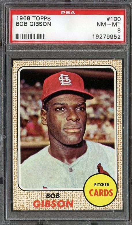 1968 Topps 100 Bob Gibson PSA 8 Cardinals