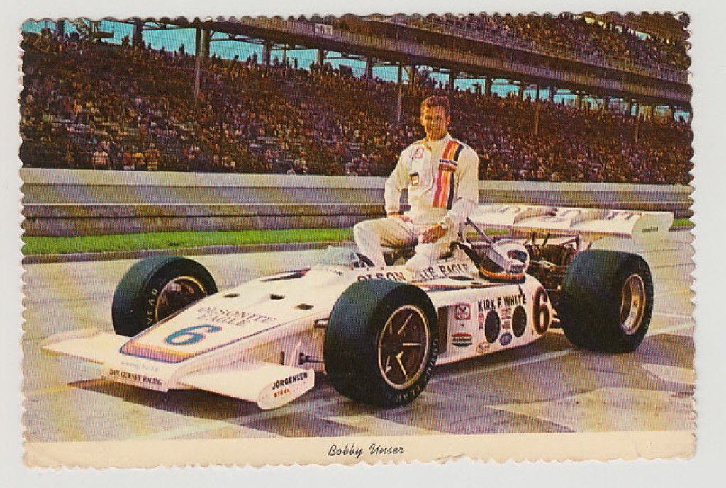 Vintage Postcard PC Robert William Bobby Unser 1972 Olsonite Eagle 