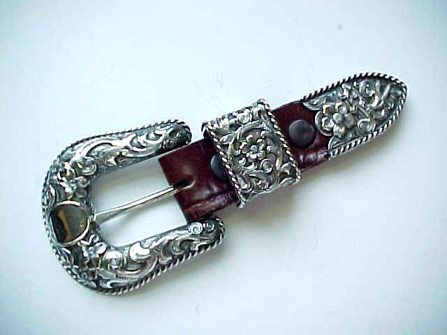 Bohlin Vintage 3 Piece Sterling Floral Engraved Belt Buckle Set