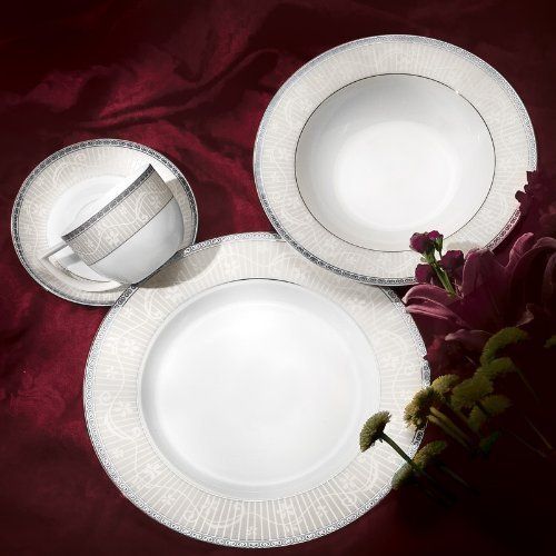 New Godinger Platinum Lace 20 Piece Bone China Set