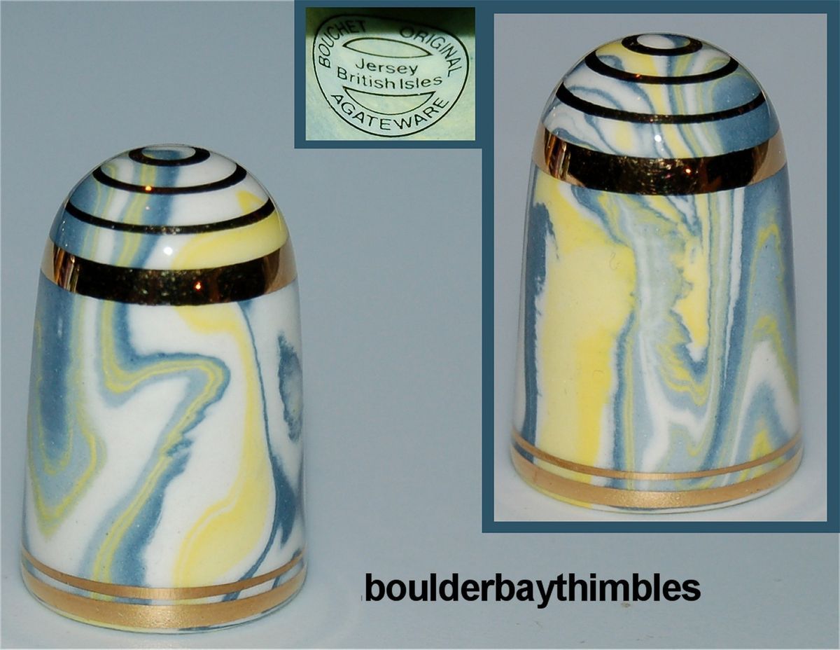 Vintage MARBLED TONY BOUCHET AGATEWARE Thimble JERSEY CHANNEL ISLANDS 