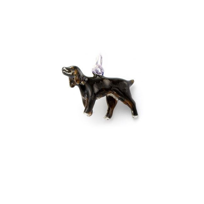 Sterling Silver Enamel 3 D Boykin Spaniel Charm Pendant