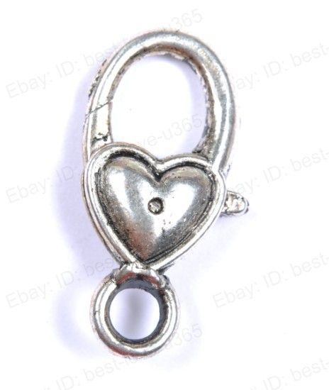 Free SHIP 10 40pcs Tibetan Silver Charms Heart Lobster Clasps Types U 