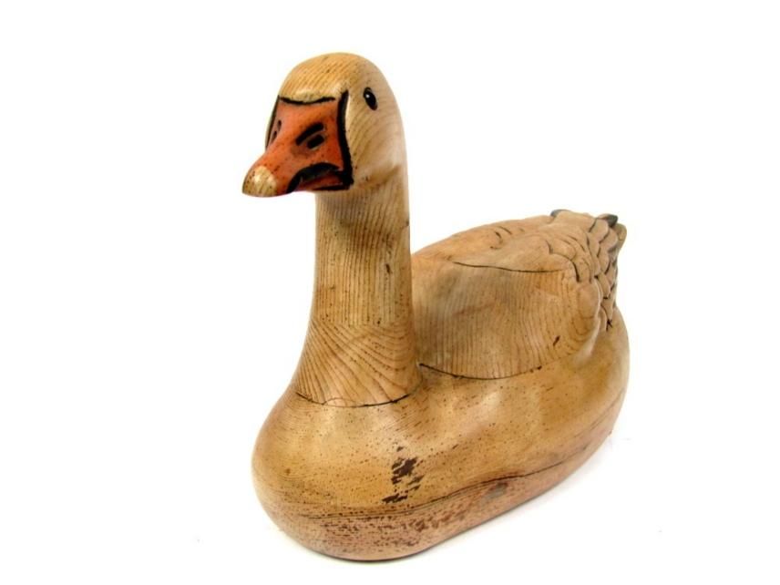Tom Taber GOOSE Duck Decoy Unlimited Wood Carving Wooden 22 Natural 
