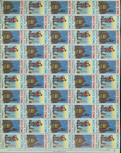  1974 Boys Town Christmas Stamp Sheet