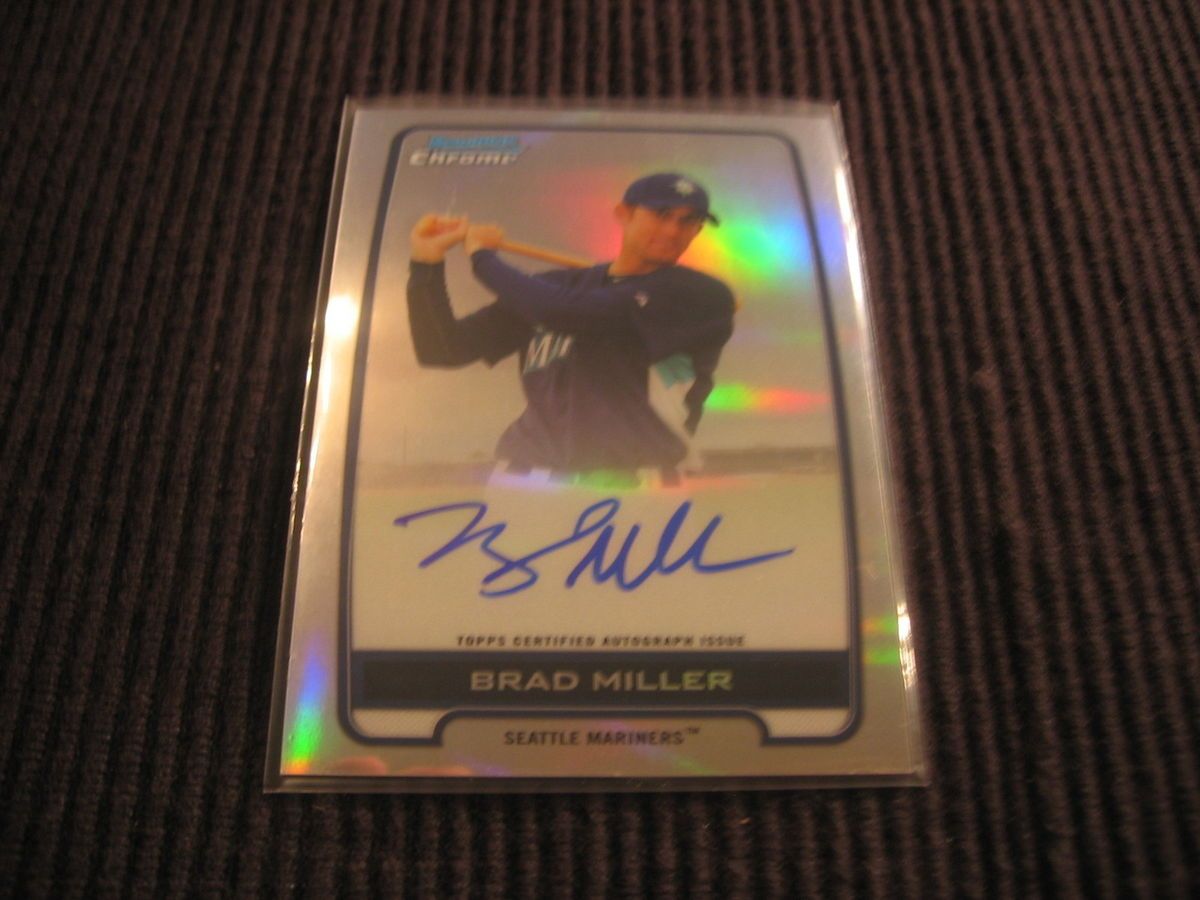 2012 Bowman Chrome Brad Miller on Card Refractor Auto 225 500 Mariners 