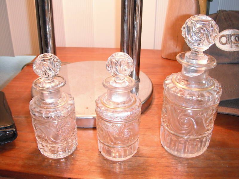 Set 3 Baccarat Vintage Perfume Bottles Gold Gild