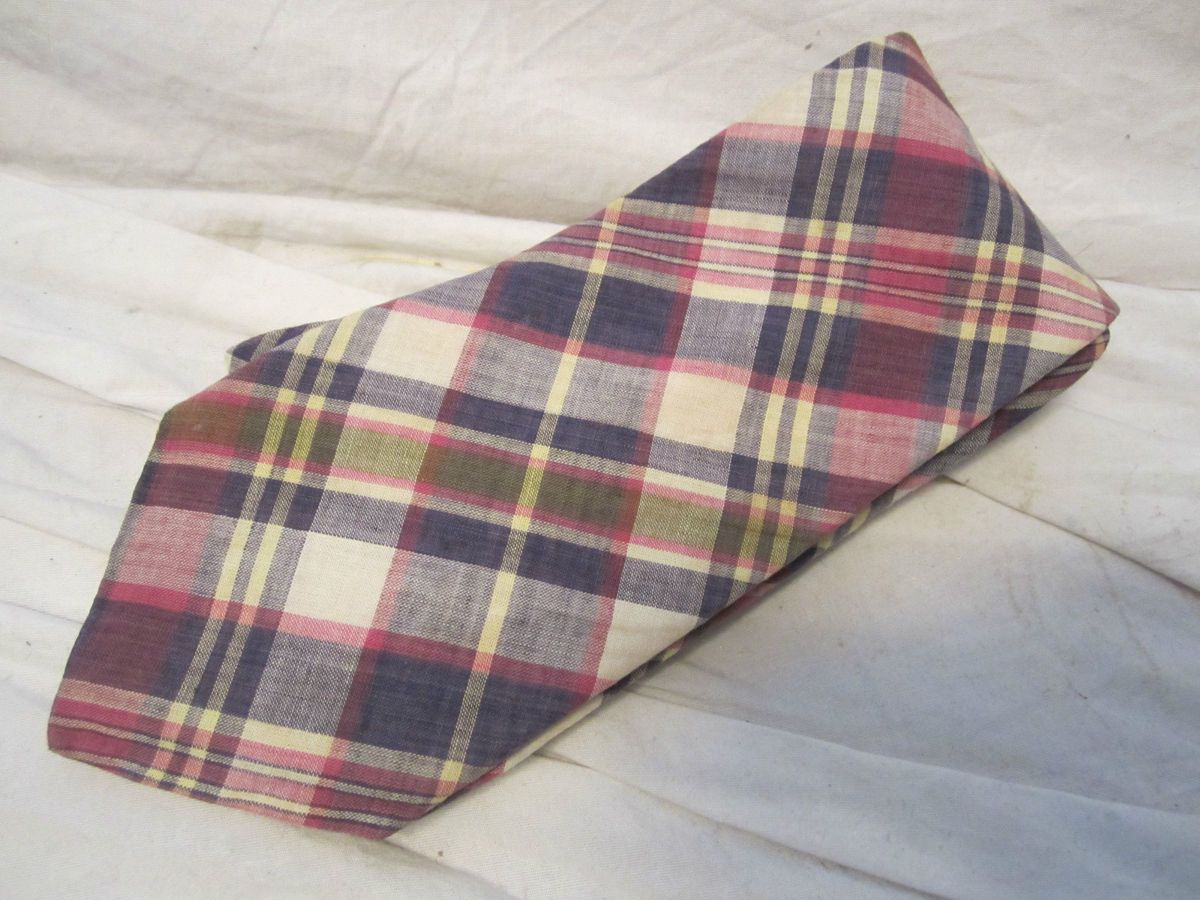 Boston Traders 100 Cotton Madras Plaid Tie 3 1 2