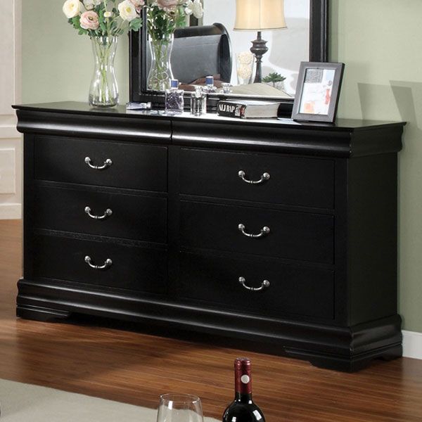 Braxton Solid Wood Black Finish Bedroom Dresser