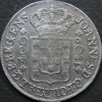 EK Silver Coin 400 Reis 1809 Joannes Prince Regens